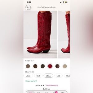 Free People Festival Leather Finn Tall red western boot 8.5